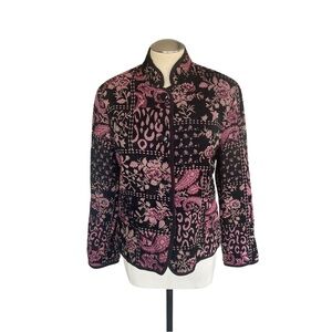 First Option Petite Tapestry Jacket Floral Paisley Mandarin Collar